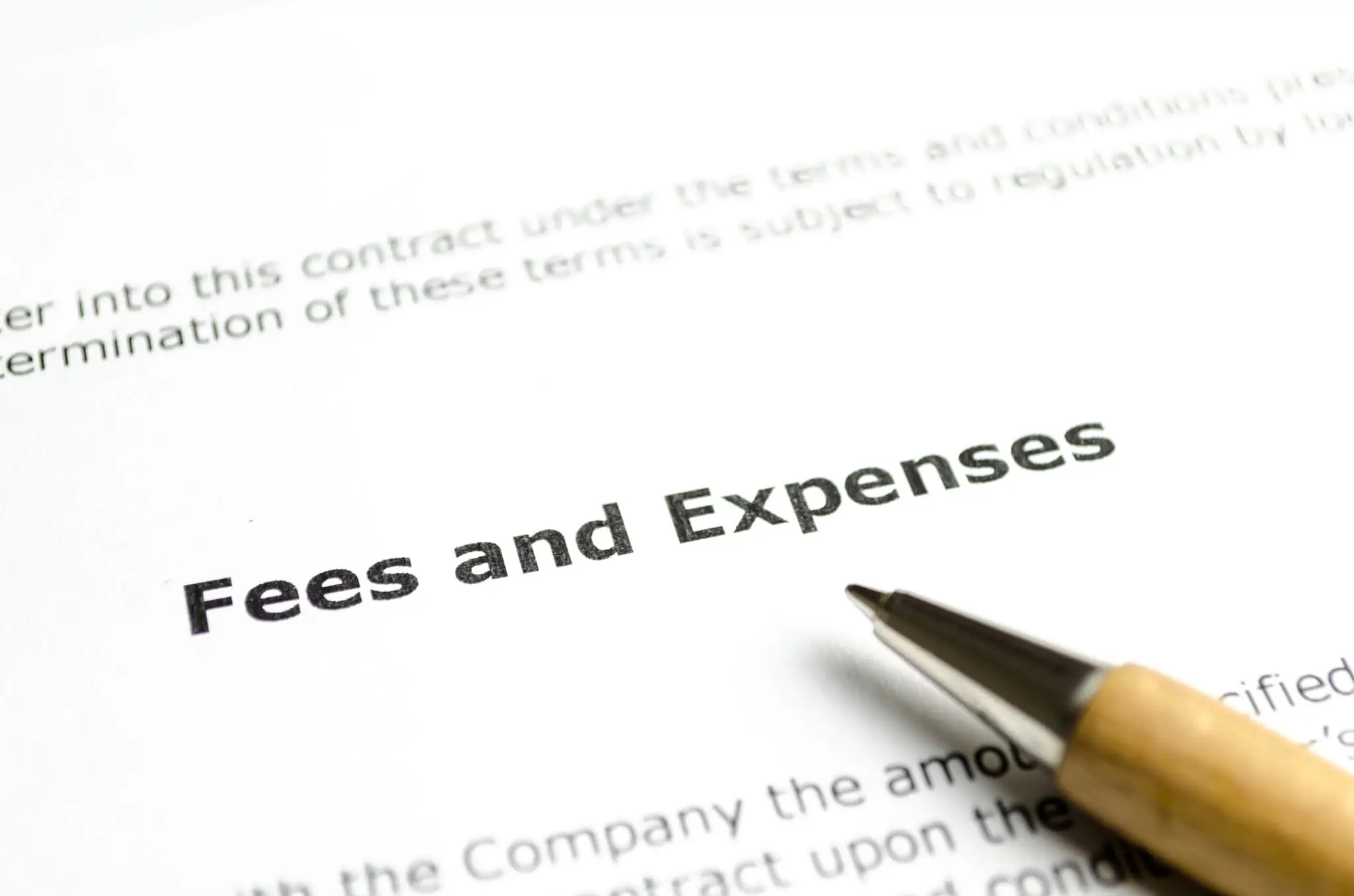 Fees and Expenses document with pen