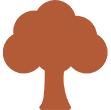 Brown stylized tree icon on black background