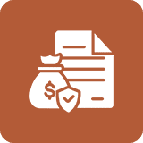Financial document with money bag and shield