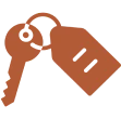 Key and tag icon on black background