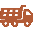 Orange dump truck icon